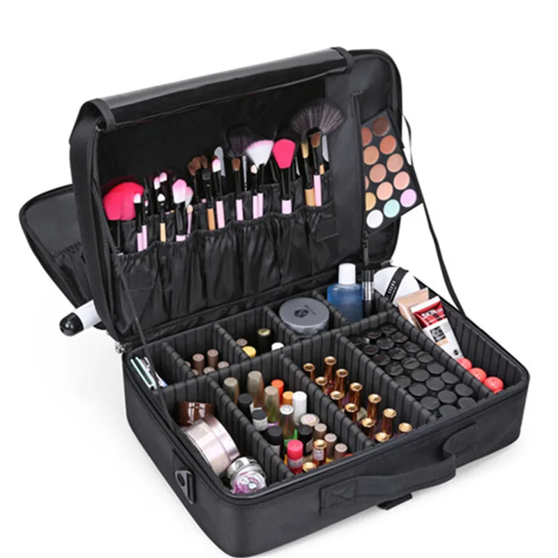 New 2018 High Quality Professional Empty Makeup Organizer Bolso Mujer Cosmetic Case Travel Large ...