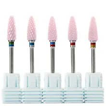 Pink Ceramic Nail Drill Bits For Electric Nail Drill Manicure Machine Nail file Electric Manicure Drill Accessory Nail Cutter