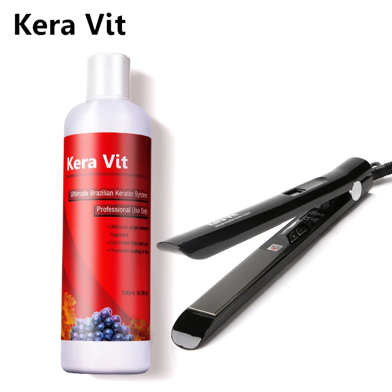 

Brazilian Grape free formaldehyde keratin treatment straighten hair product+hair flat iron soften and smoothing hair