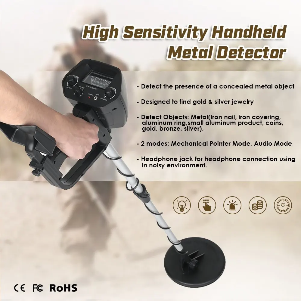 

Digital Underground Metal Detector MD-4030 Portable Lightweight Adjustable Sensitivity Gold Detectors Treasure