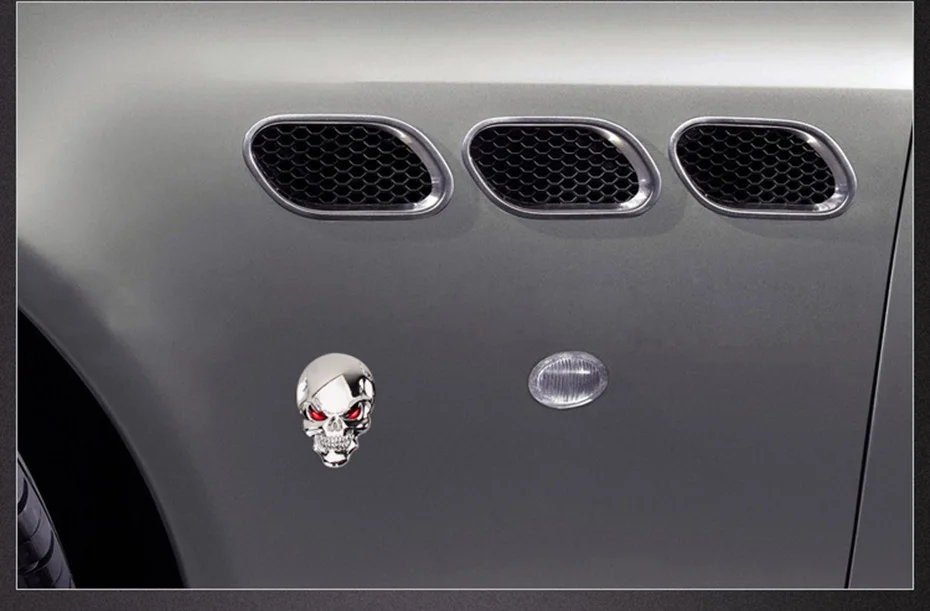 Hot Car styling 3D Metal Skull Car Sticker Emblem Badge Decal Decoration For Auto Car Accessories Automobile Sticker (3)