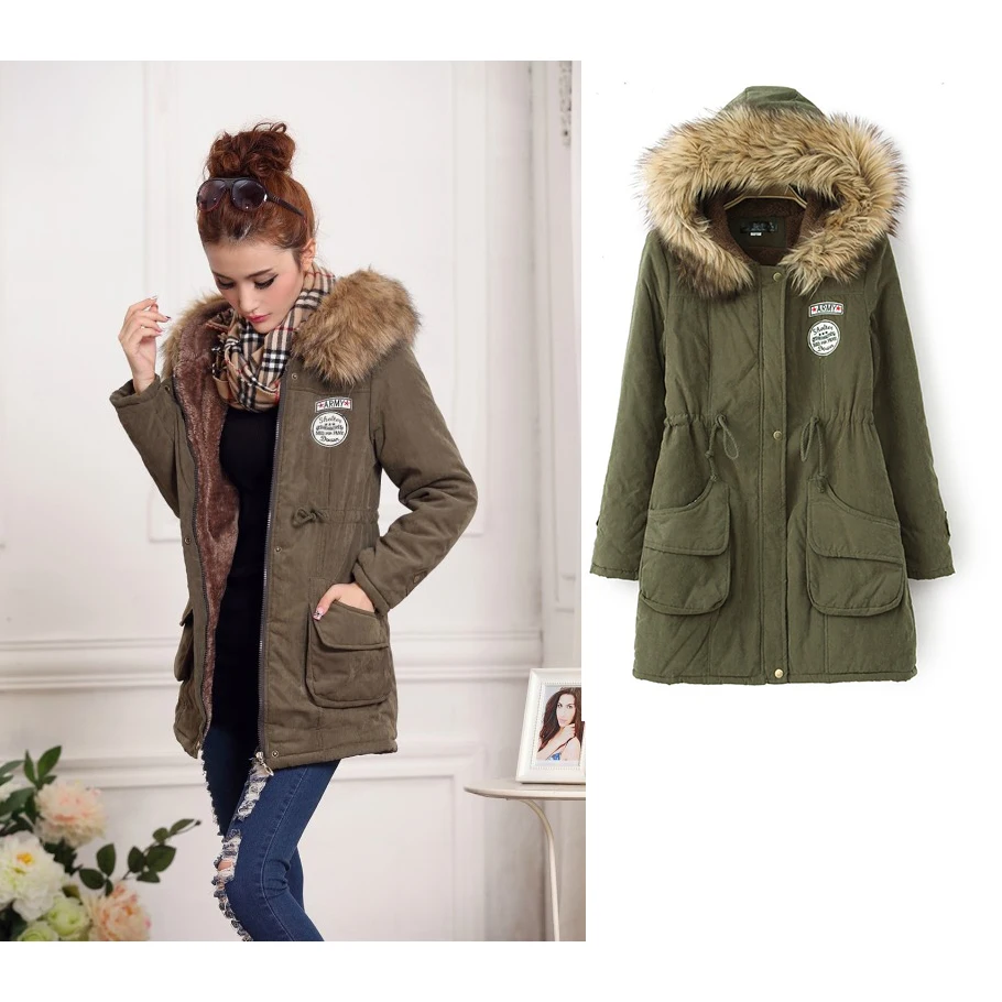 2018 Winter Jacket Women Coat Thick Parka Warm Cotton Zipper Button ...