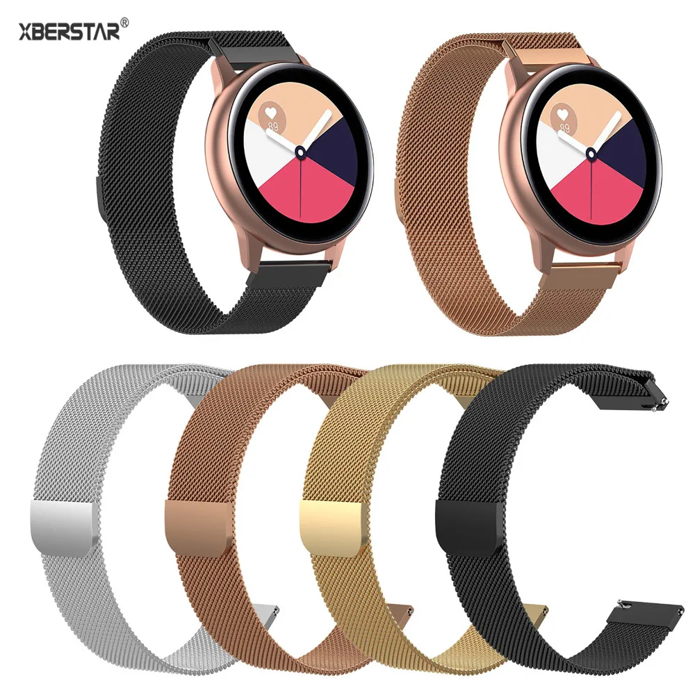 

20mm Width Watchband Strap for Samsung Galaxy Watch Active Milanese Magnetic Loop Strap Replacement Smart Watch Band Bracelet