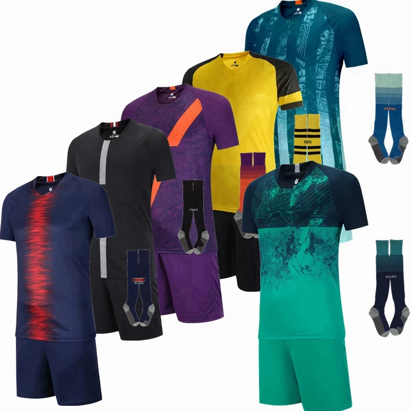 

Soccer Uniforms blank Customize Football Jerseys Soccer Kit Men adult youth Football Training game Set Sports Suit with socks