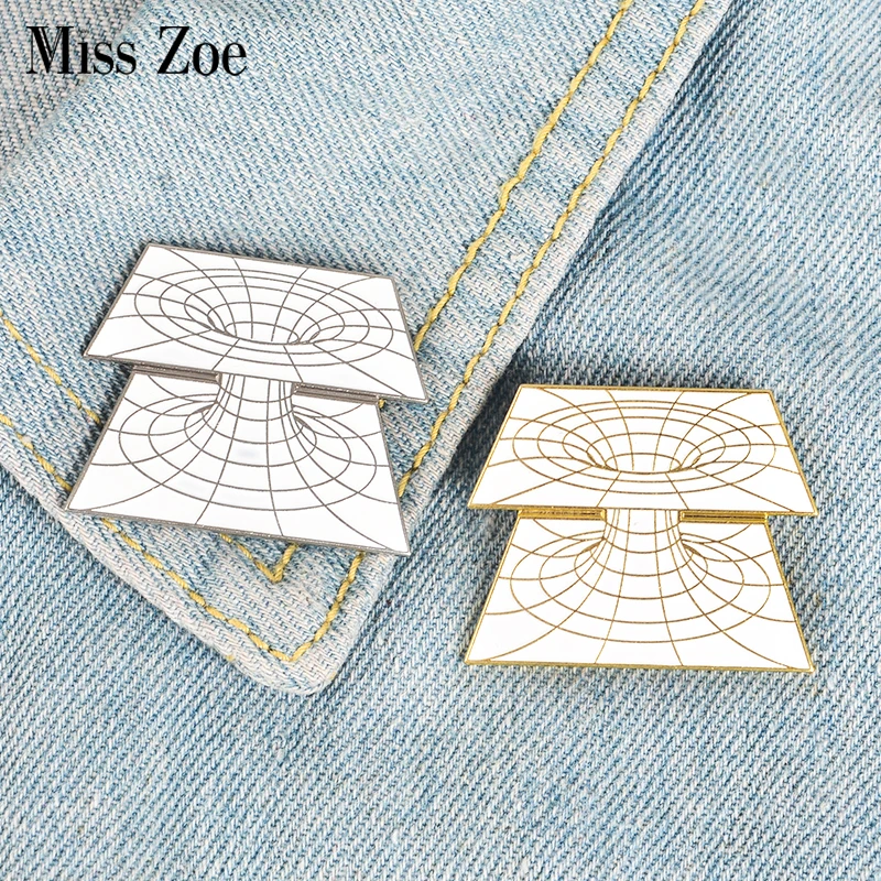 

Geometric Visual trap Enamel Pin Gold Silver Badge Brooch Bag Clothes Lapel pin Cool Punk Warp Jewelry Gift for Friends