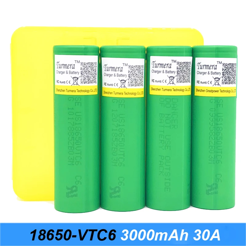18650 VTC6 аккумулятор 3000mAh 3,7 v 30A для модной коробки электронной сигареты 18650 батареи для отверток с чехол для хранения j6
