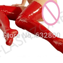 Красный резиновая длинные модные латекс чулки