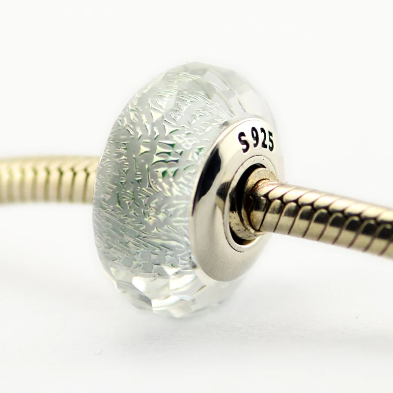 

Frosty Mint Shimmer Murano Glass Beads Fits Pandora Charms Bracelets 925 Sterling Silver Jewelry Free Shipping