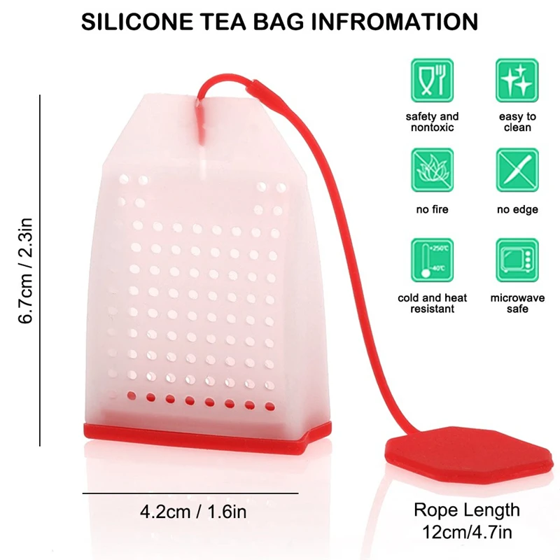 Silicone Tea Infuser Bag Reusable Safe Loose Leaf Tea Bags Strainer Filter Drinker Utensils 2/4pcs tea infuser