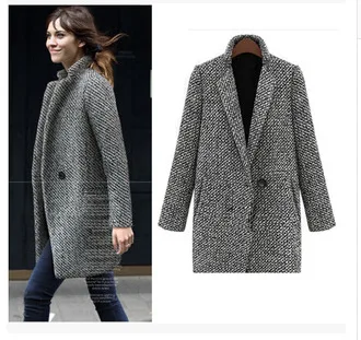 

Woman Coats 2019 Spring and Autumn New High-end Woolen Slim Thick Long-sleeved Large Size Woolen Coat