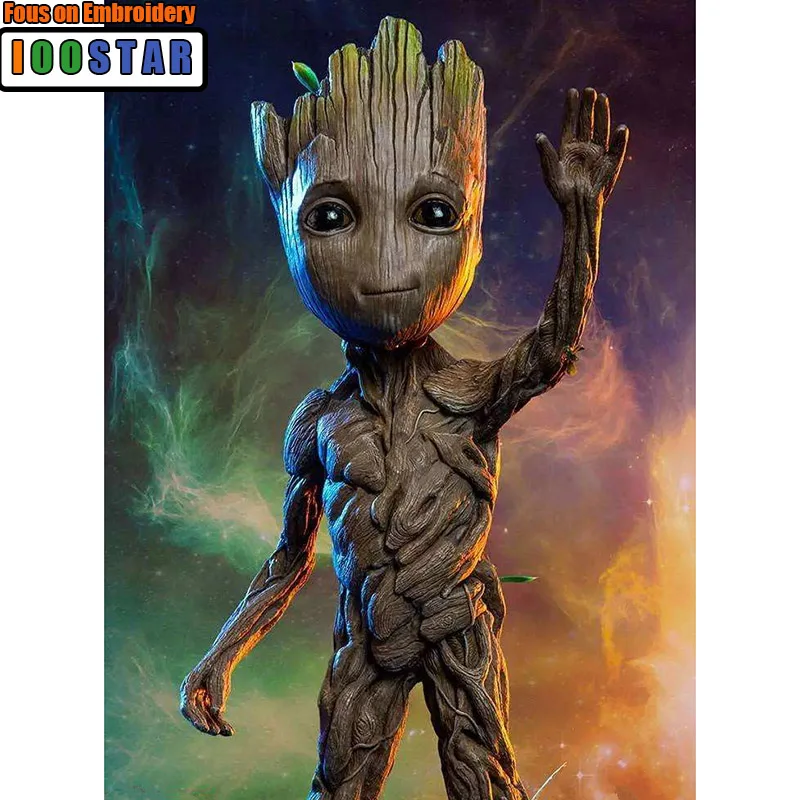 

Full Square/Round Diamond Painting Cross Stitch Baby Groot Tree Fairy Diamond Embroidery for Kids' Room Cartoon Painting