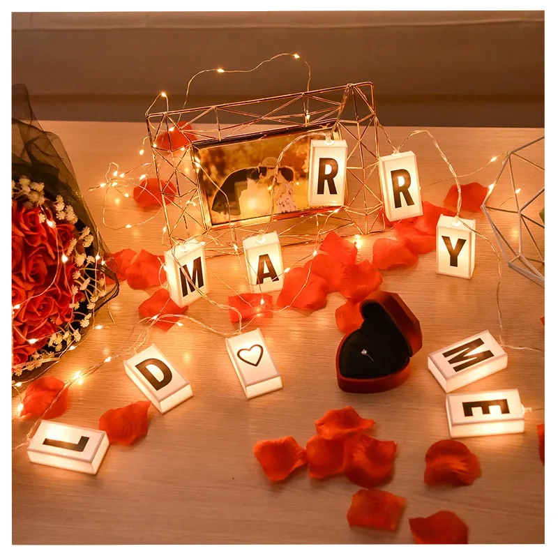 

LED letter light string DIY letter combination holiday banner decoration lantern battery box string light puzzle LED string lamp