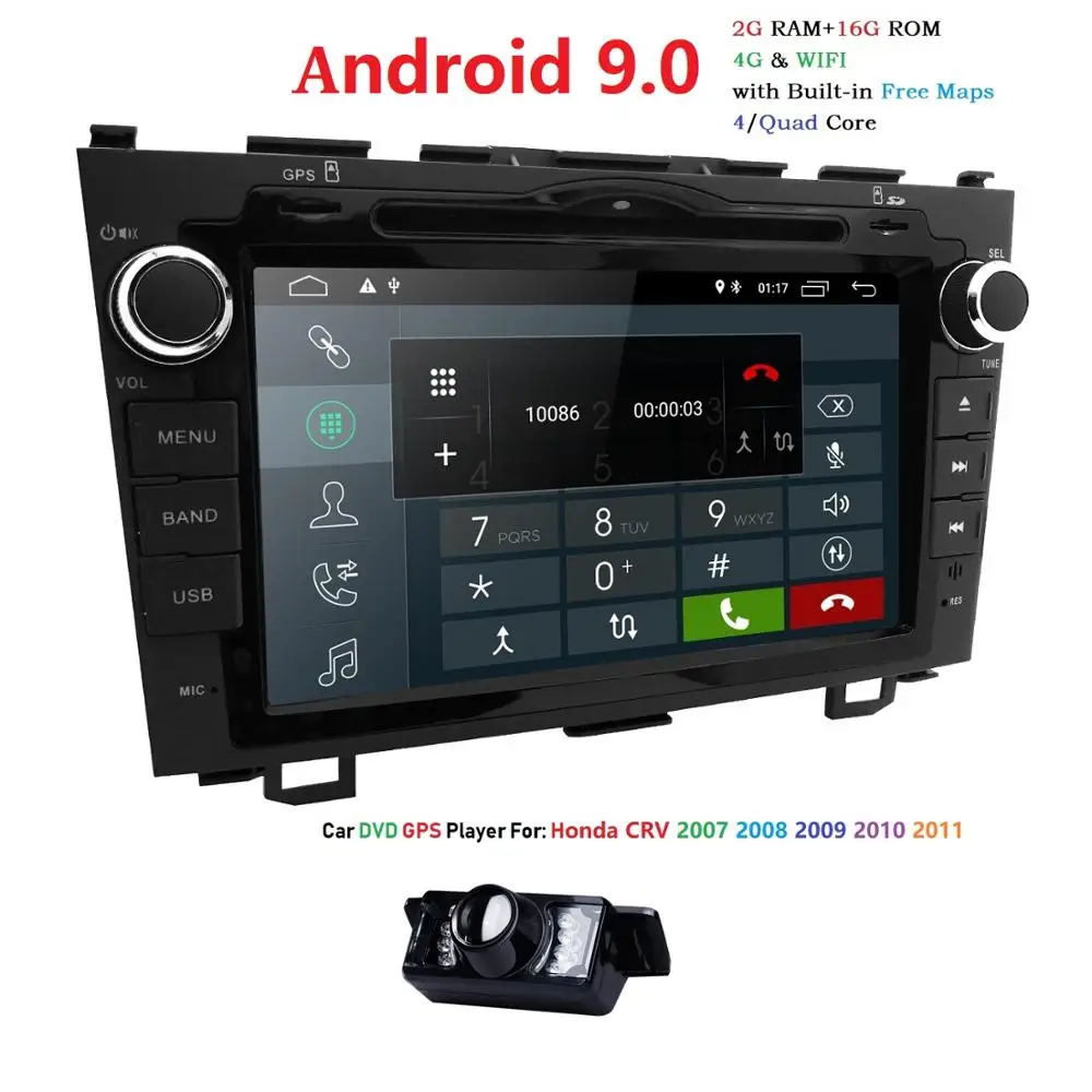

Hizpo Latest 2GB RAM 2Din Android 9.0 Car autoradio stereo head unit GPS multimedia system DVD player for Honda CRV 2007-2011 4G
