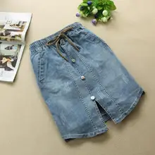 Сексуальная женская летняя винтажная прямая джинсовая юбка спереди с высокой талией на пуговицах джинсовая юбка женская Falda Jupe w680