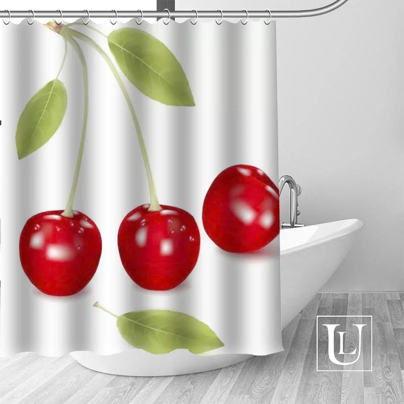 

Big Sale New Custom Cherry Shower Curtain with Hooks bathroom Waterproof Polyester Fabric DIY Your Own Shower Curtain