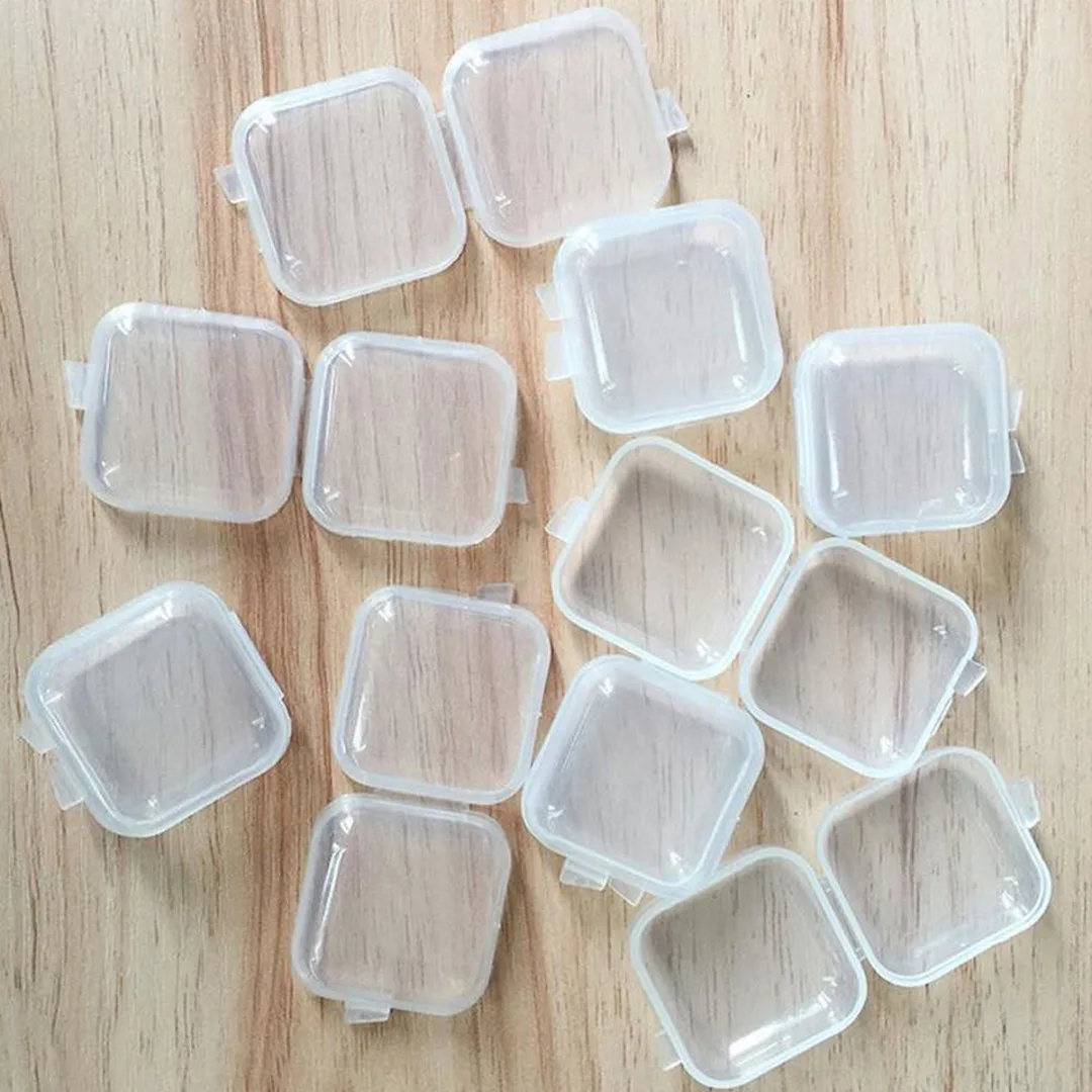 10/20/50Pcs Mini Clear Plastic Small Box Jewelry Earplugs Storage Box