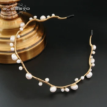 

Glseevo Natural Fresh Water Baroque Pearl Headband For Women Danuhter Gift Luxury Fine Jewelry Gh0001