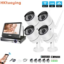 Беспроводная система наблюдения сеть 10," ЖК-монитор сетевой видеорегистратор wi-fi-комплект 4CH 720P HD видео входы камера безопасности