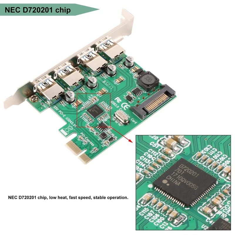 Супер скорость 4 порта Pcie к Usb 3,0 карта расширения с 15 Pin Sata разъем питания Usb3.0 Pcie контроллер концентратор для настольного ПК