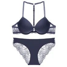 Высококачественное сексуальное кружевное нижнее белье с эффектом пуш-ап, комплект с бюстгальтером и трусиками, женское нижнее белье