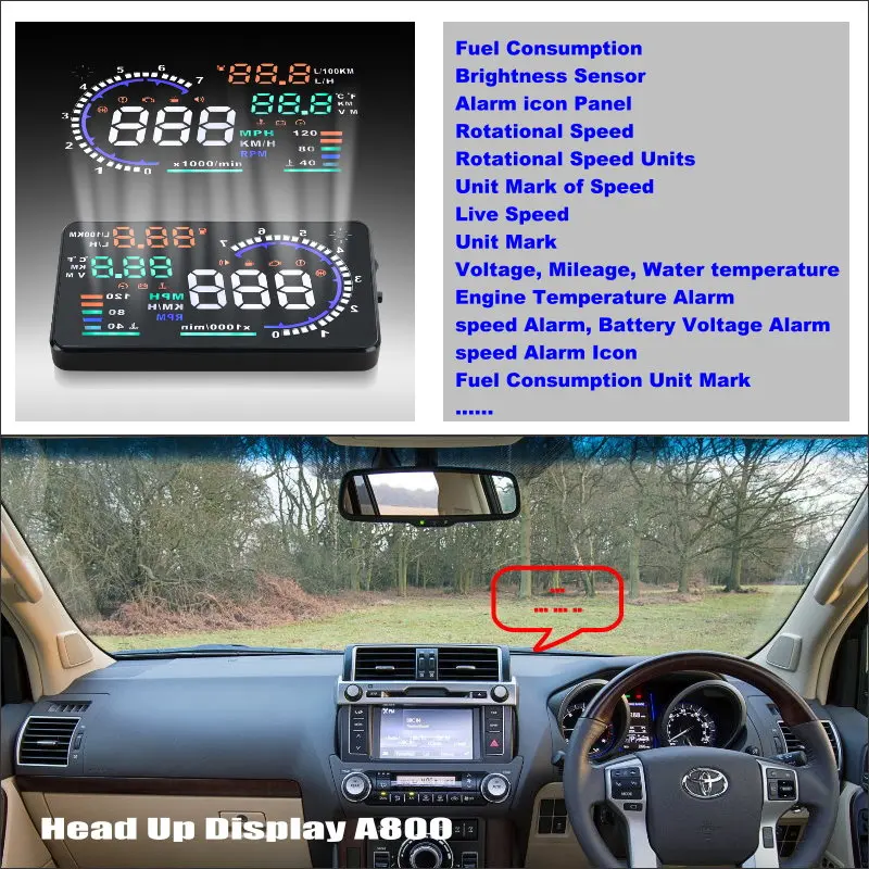 

Car HUD Head Up Display For Toyota Land Cruiser LC 200 LC200 2008 ~ 2015 Refkecting Windshield Screen Driving Screen Projector