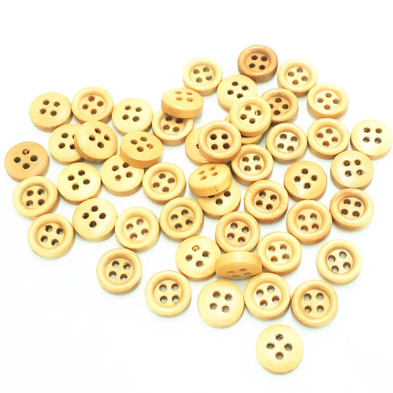 

50/100/200pcs 9mm Mini Light Brown color Wood Buttons 4 Holes Craft Clothe Sewing Decor Button