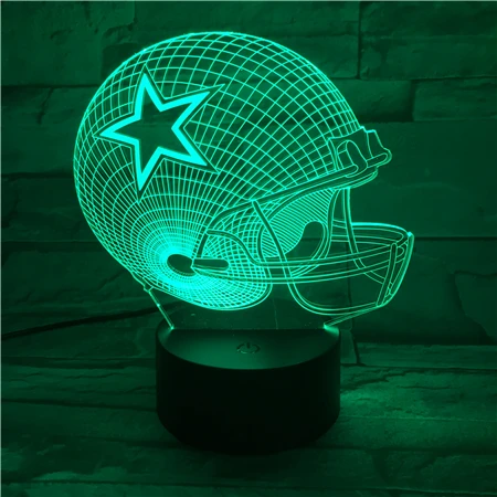 

Dallas Cowboys Helmet lamparas 3d led lamp 7 Colors Change acrylic USB LED Table Lamp Kids Gift Creative Night Lamp GX451