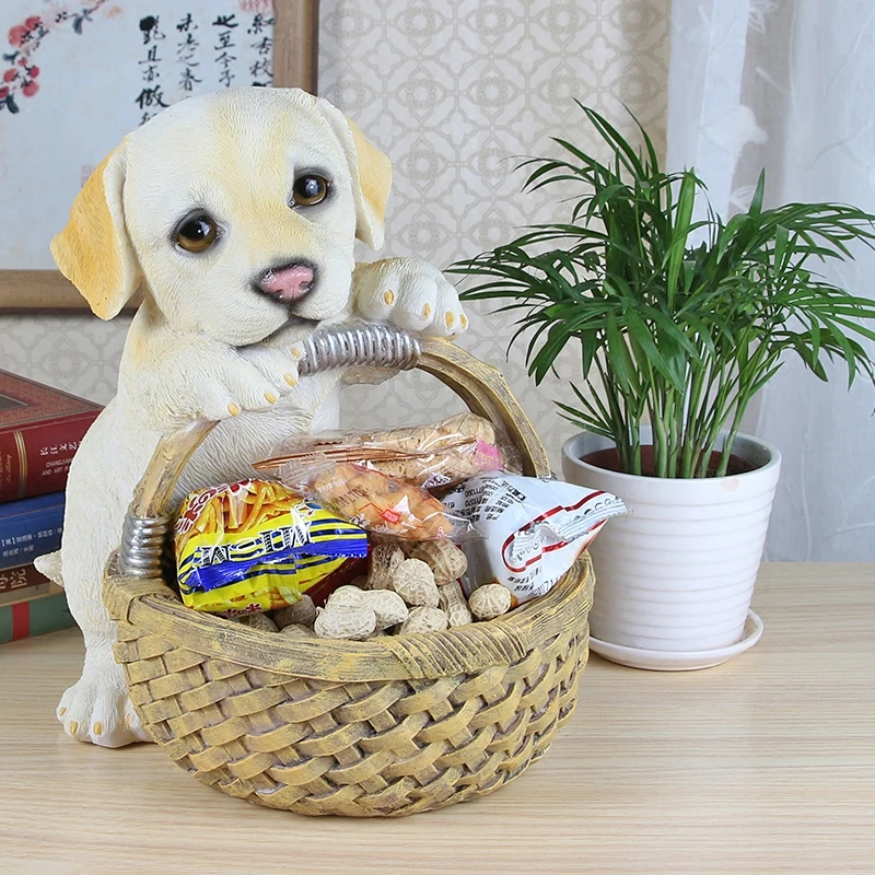 

1pcs Nordic auspicious dog sculpture decorative arts and crafts living room multi-functional storage basket tea table decoration
