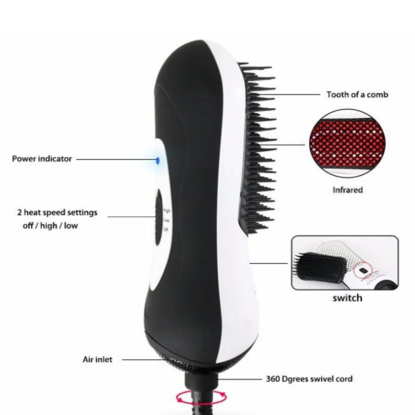 New Design Detangling Hair Dryer Brush Infrared Hair Dryer Detangle & Dry Heating Hair Blower Comb Styling Tools for Travel New Design Detangling Hair Dryer Brush Infrared Hair Dryer Detangle & Dry Heating Hair Blower Comb Styling Tools for Travel