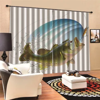 

Fish Modern Blackout Curtains for Living Room Bedroom Window for Fabric Drapes Blind Custom made 3D Digital Print MA14