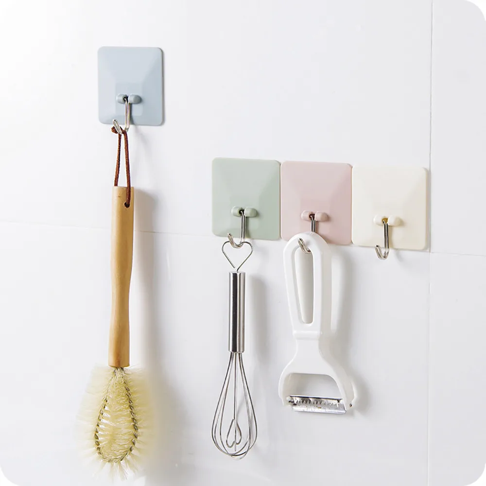 6pcs Durable Adhesive Hooks Strong Sticky Kitchen Wall Hanger