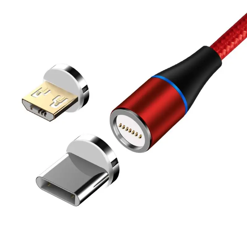 360 دوران جولة 3A المغناطيسي USB إلى نوع C + المصغّر USB الذكور QC 3.0 سريع تهمة كابل بيانات لسامسونج هواوي xiaomi HTC Androi