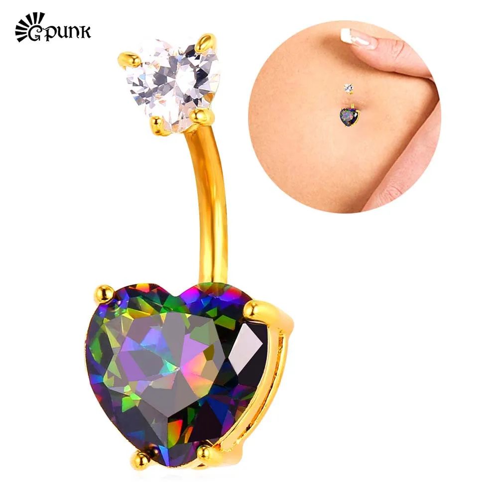 

heart nave & belly button rings women piercing accessories fashion sexy lady jewellery gold color summer jewelry