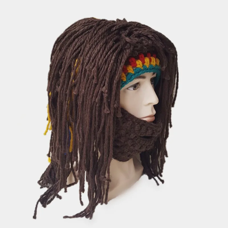 Вязаная мужская зимняя вязаная шляпа с усами Beanies Face Tassel маска велосипедиста Лыжная теплая шапка забавная шапка подарок новинка