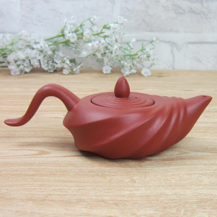 Новое поступление китайский в виде морской улитки чайник кунг-фу чайник 100 мл глина высокого качества ручной работы Zisha керамические сервизы фарфоровые чайник - Цвет: Red