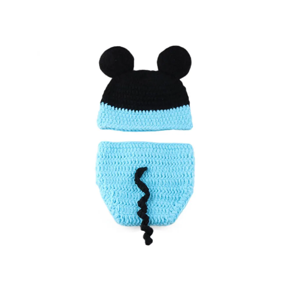 Костюм для вязания крючком реквизит для фотосъемки новорожденных крючком шапочка-бини с мультяшным рисунком Микки Маус Одежда связанная крючком для фотосессии горячая распродажа