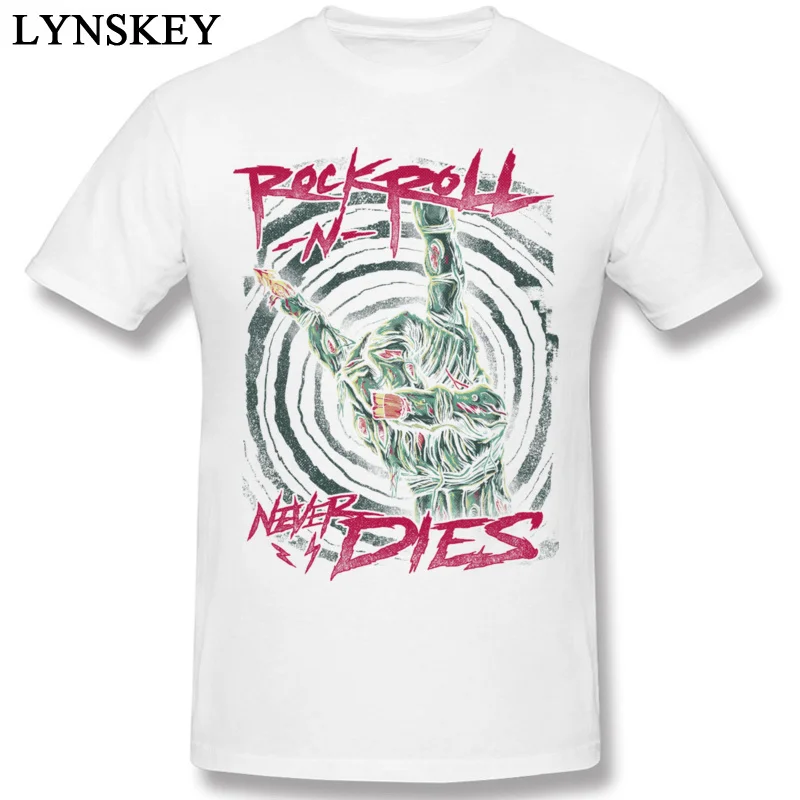 T-Shirt Short Sleeve Family Company Rock N Roll Never Dies Round Collar 100% Cotton Adult Summer Fall Tops T Shirt Family Tee Shirt white