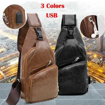 

2019 Newest Hot Men's PU Leather Solid Sling Pack Chest Shoulder Crossbody Bag Biker Satchel Dropshipping Waist Packs