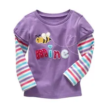 Fashion Spring Cotton Kids Girls T Shirt Soft Long Sleeve Printed Shirts Infant Baby Blouse Tees