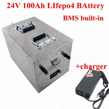 

Proud GTK 24v 25.6v 100AH LiFePO4 Cell 8s long cycle 100A BMS Battery Pack for 2400w 2500w 3kw Motor Boat RV Solar wind Energy