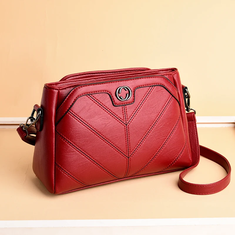 

Women Handbag Fashion PU Leather Simple Ladies Shoulder Bag Wear Multi-function Bag Lattice Soft Suitable For Everyday