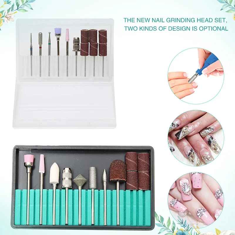 Nail Art Grinding Heads Kit Drill Bits Set Polishing Milling Manicure
