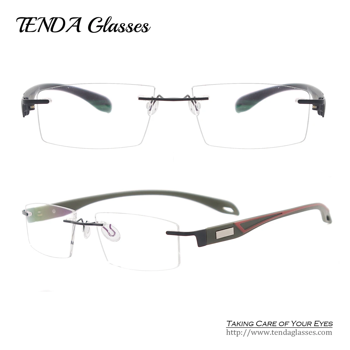 Men Fashion Colorful Lightweight Spectacles TR90 Rimless ...