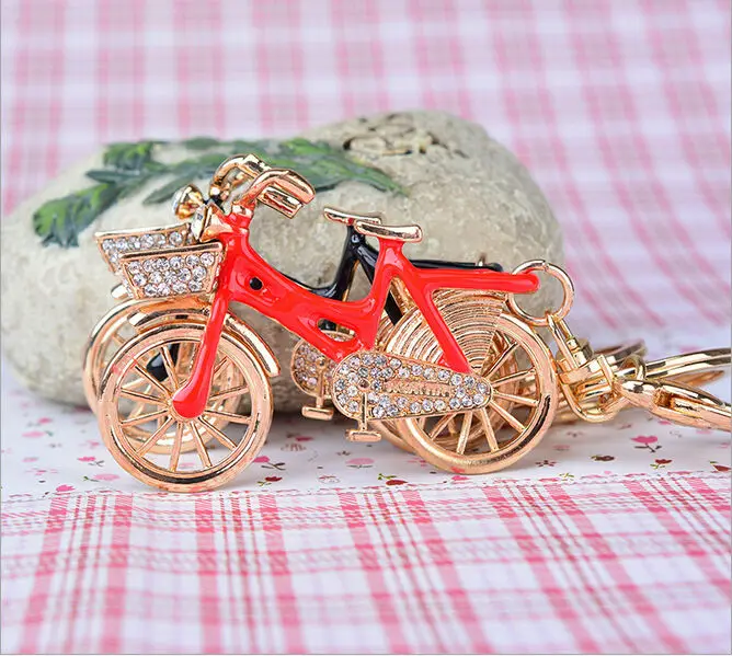 

2 colors Fashion fine Metal buckle Lobster clasp Enamel Bicycle Key Chain Ring pendent decoration Birthday gift YSK332