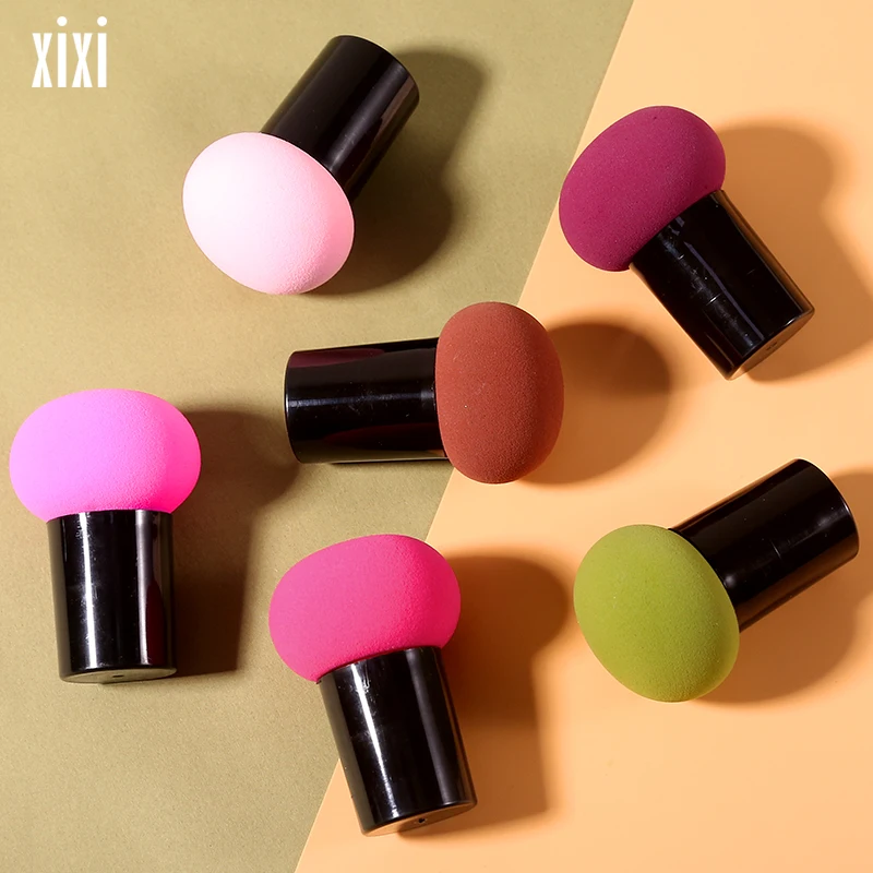 1PC makeup powder puff with cover round muchroom shape wet dry use bigger in water face foundation bb sponge puff AC093
