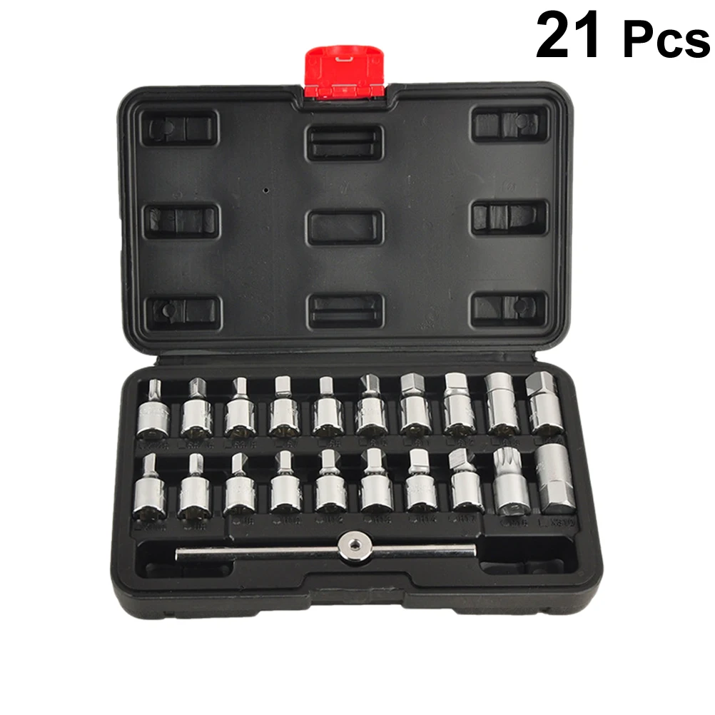 

21pcs Motorcycle Repair Tool Kit Combination Suit Tool Box Set Socket Wrench Sleeve Suit Car Repair Tools For Vehicle Auto Cars