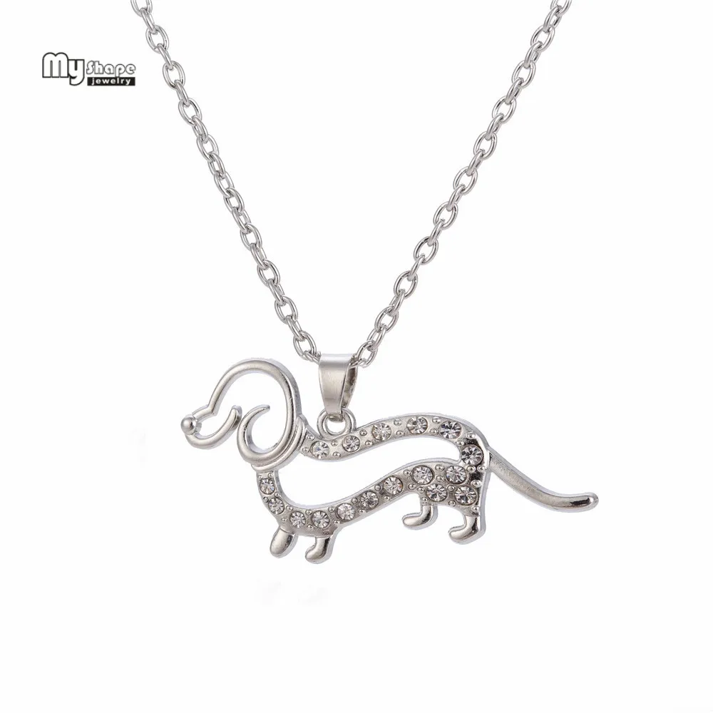 

My Shape 3 Styles Statement Necklace for Women Dachshund Dog Choker Chain Crystal Pendant Necklaces Jewelry Accessories