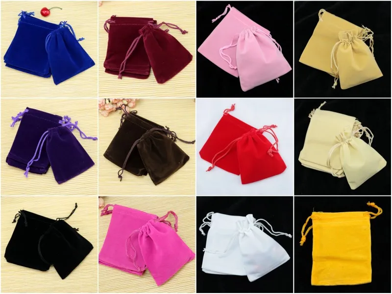 10Pcs/Lot Small Velvet Bags 5x7 7x9 9x12cm Charms Earrings Jewelry Packaging Bags Wedding Drawstring Velvet Pouches Gift Bag
