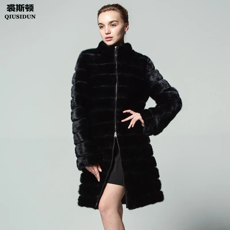 Шуба женская QIUSIDUN черная шуба из меха норки|mink fur coat|mink coat furfur mink coats |