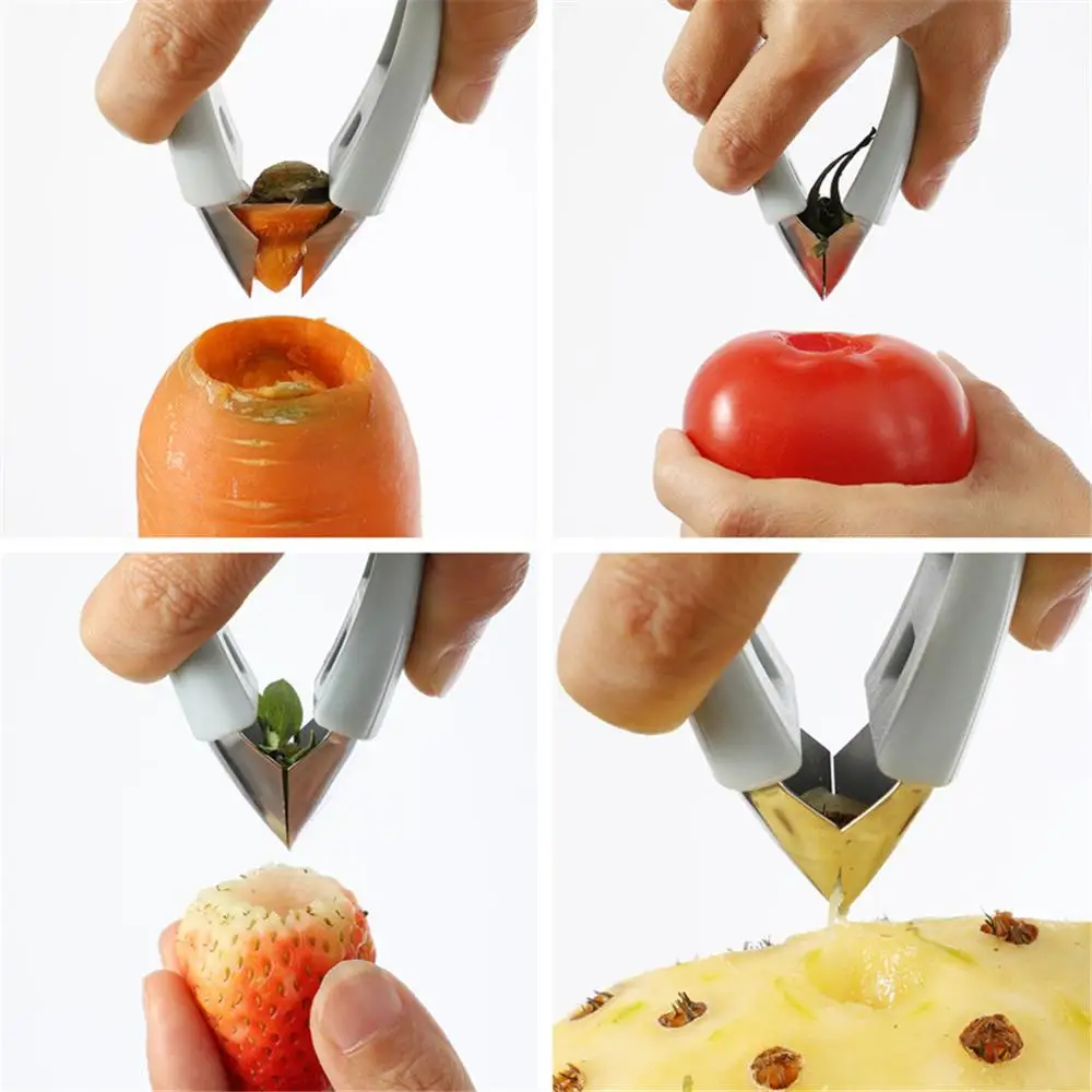 1PC Multi-function Pineapple Cutter Tomato Fruit Leaf Stem Remover Gadget Tweezer Strawberry Shelling Machine Slicer QA 079